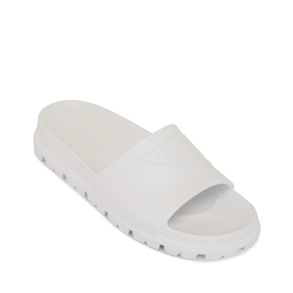 Authentic PRADA Bianco Rubber Pool Slide